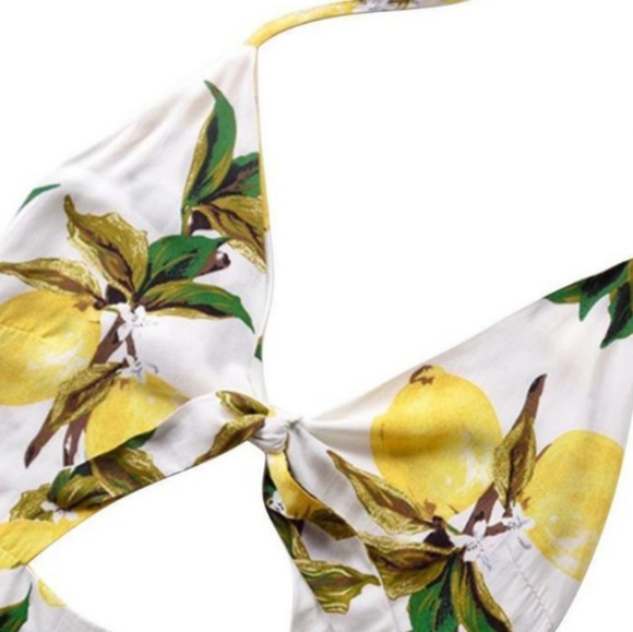 LAST CHANCE NEW Lemon Print Romper White Tie - Picture 6 of 8